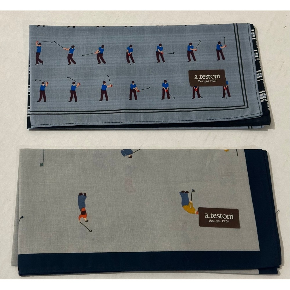 A. Testoni Golf Pocket‎ Square Set of 2 Men's Accessory Handkerchief